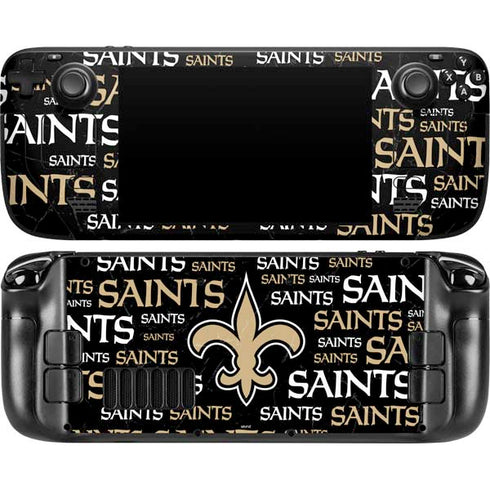 NFL New Orleans Saints Black Blast Steam Deck Handheld Gaming Computer Skin
